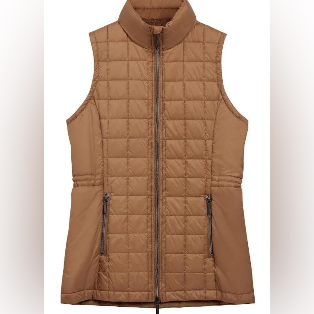 Anatomie Montreal Luxury High Collar Vest SZ M Camel Black - Picture 1 of 14
